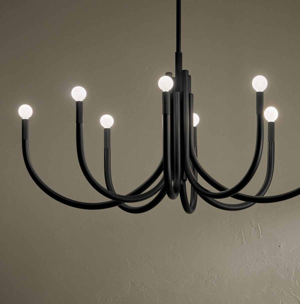 KICHLER 52553BK Odensa 46 Inch 8 Light Oval Chandelier In Black