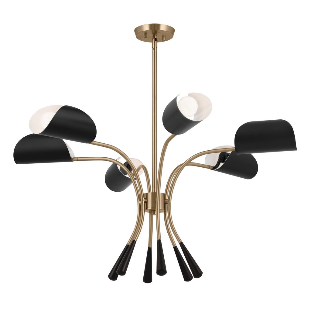 KICHLER 52559CPZBK Arcus 39.25 Inch 6 Light Chandelier In Champagne Bronze With Black