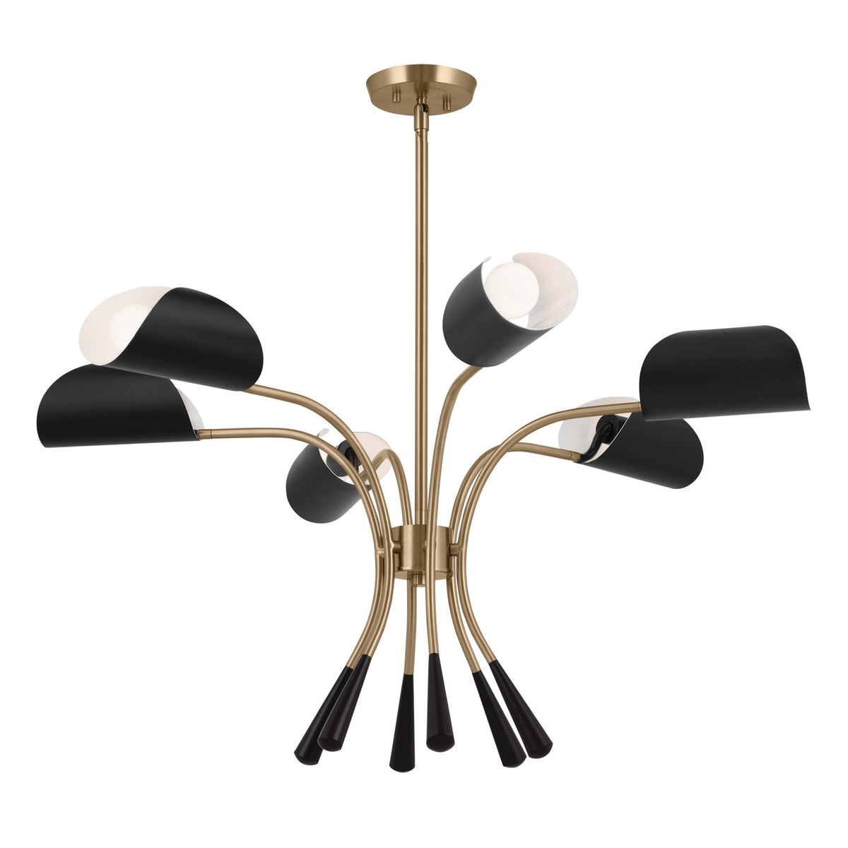 KICHLER 52559CPZBK Arcus 39.25 Inch 6 Light Chandelier In Champagne Bronze With Black