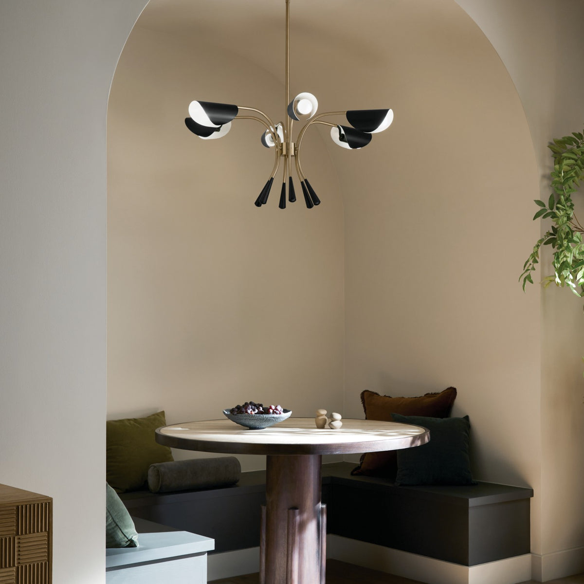 KICHLER 52559CPZBK Arcus 39.25 Inch 6 Light Chandelier In Champagne Bronze With Black