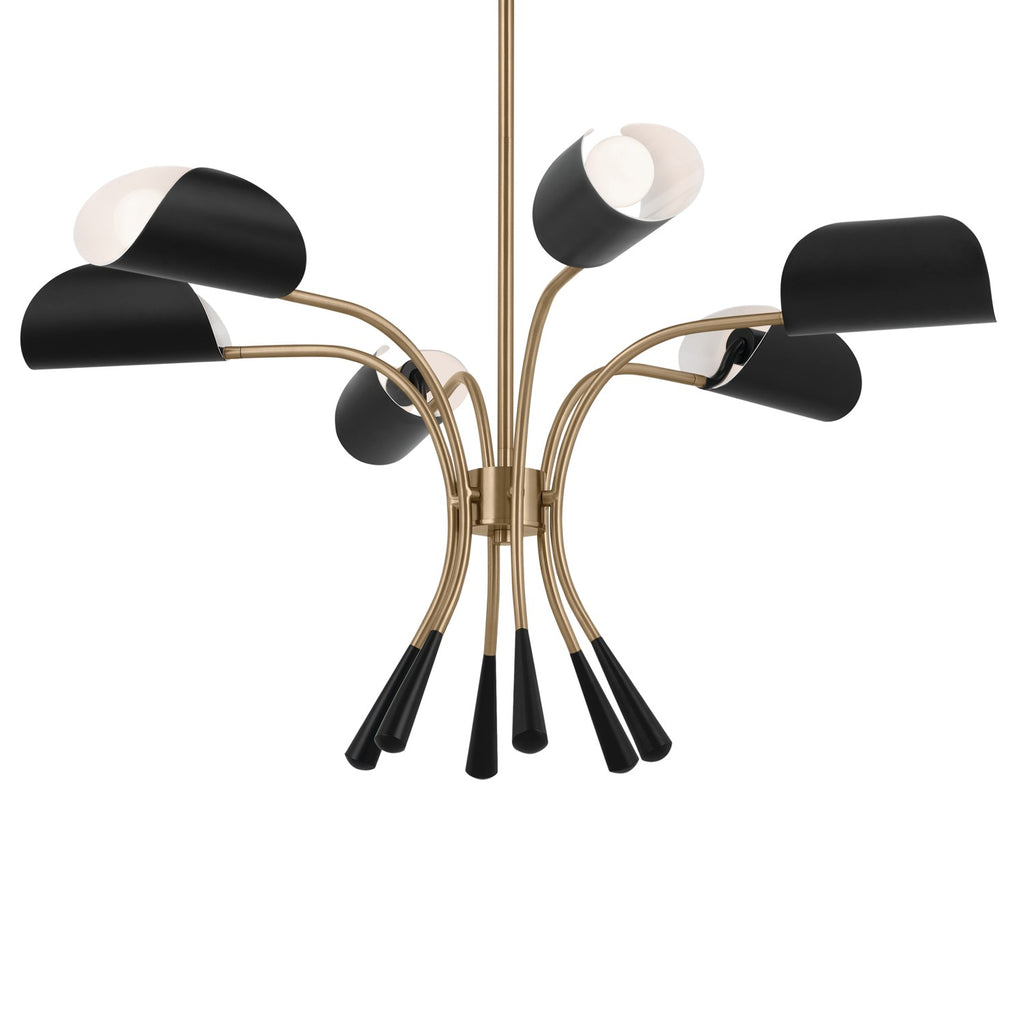 KICHLER 52559CPZBK Arcus 39.25 Inch 6 Light Chandelier In Champagne Bronze With Black