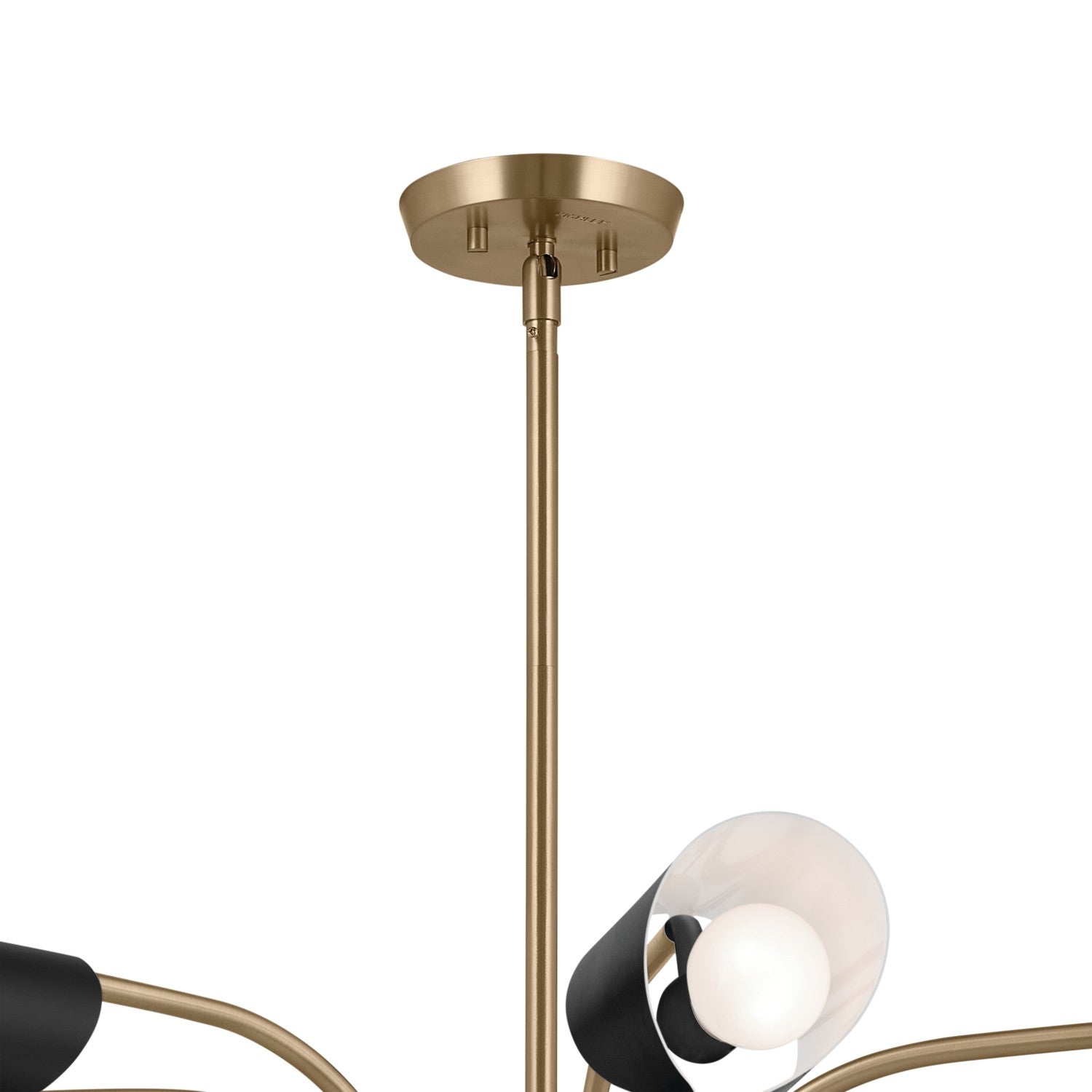 KICHLER 52559CPZBK Arcus 39.25 Inch 6 Light Chandelier In Champagne Bronze With Black