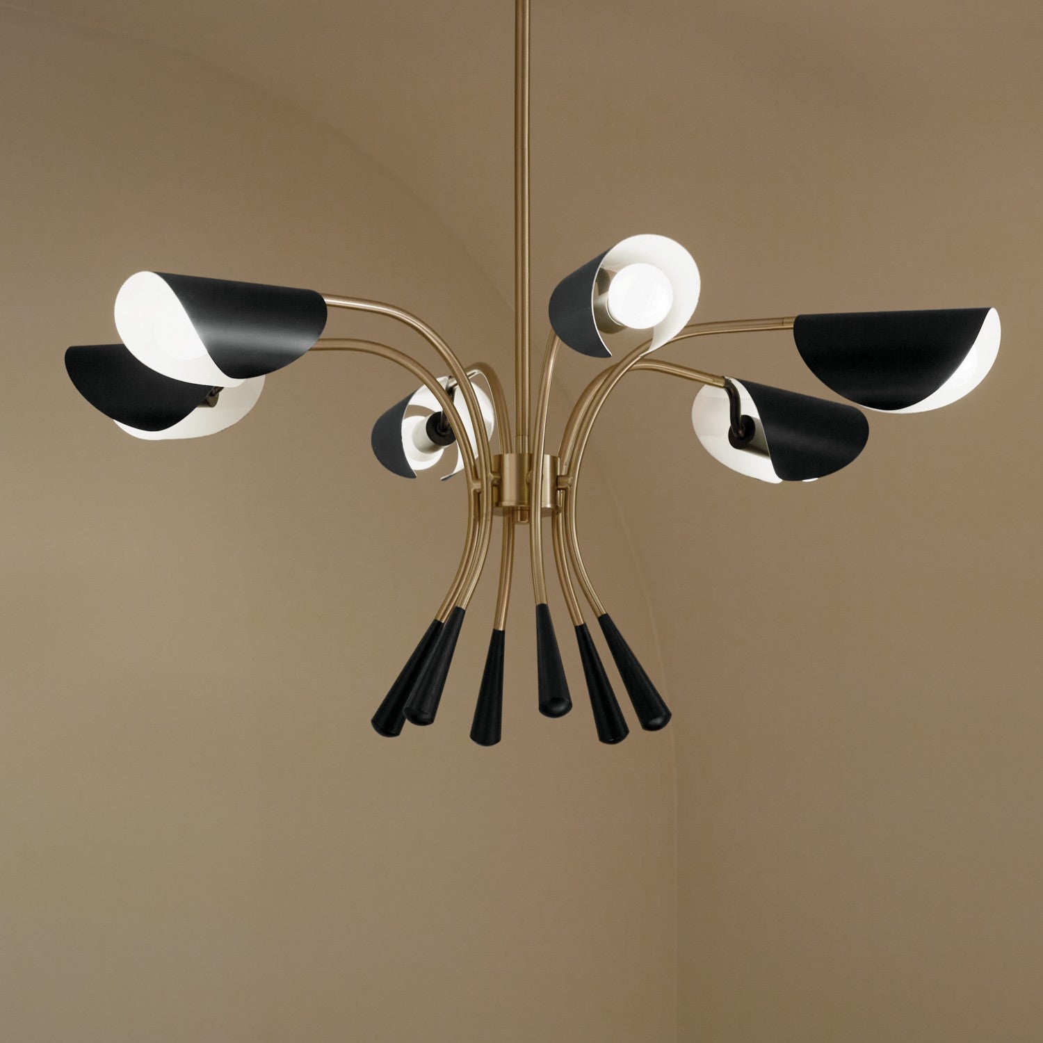 KICHLER 52559CPZBK Arcus 39.25 Inch 6 Light Chandelier In Champagne Bronze With Black