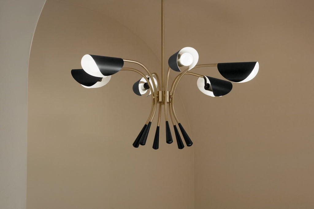 KICHLER 52559CPZBK Arcus 39.25 Inch 6 Light Chandelier In Champagne Bronze With Black