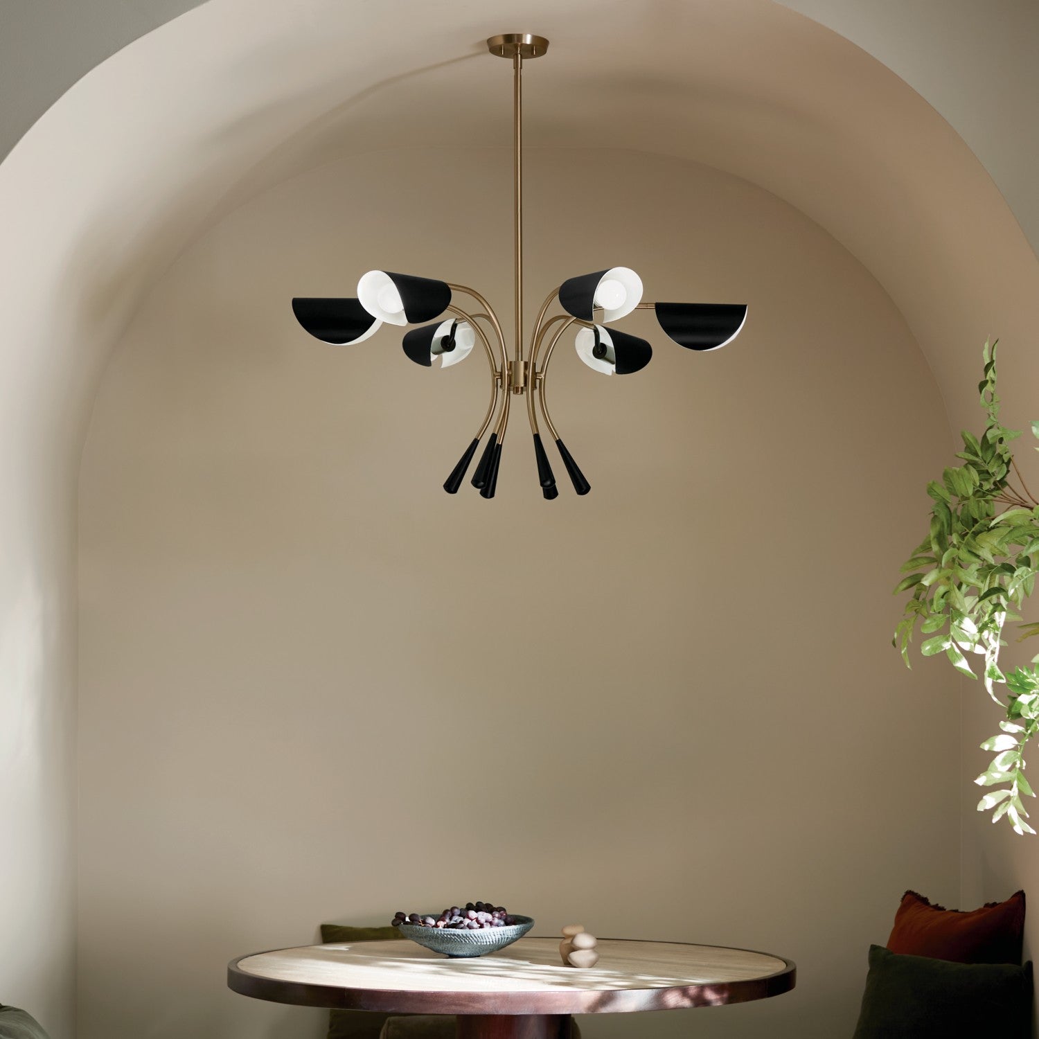 KICHLER 52559CPZBK Arcus 39.25 Inch 6 Light Chandelier In Champagne Bronze With Black