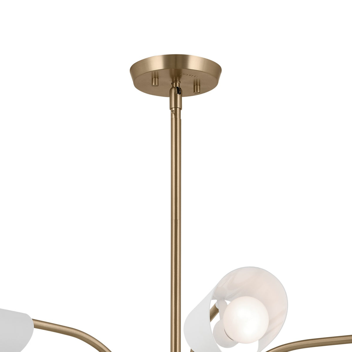 KICHLER 52559CPZWH Arcus 39.25 Inch 6 Light Chandelier In Champagne Bronze With White