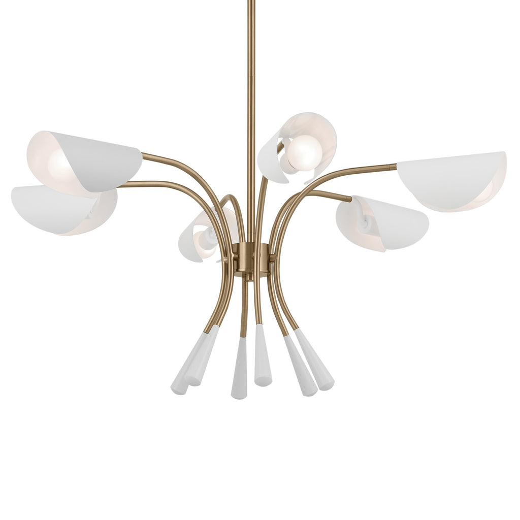 KICHLER 52559CPZWH Arcus 39.25 Inch 6 Light Chandelier In Champagne Bronze With White