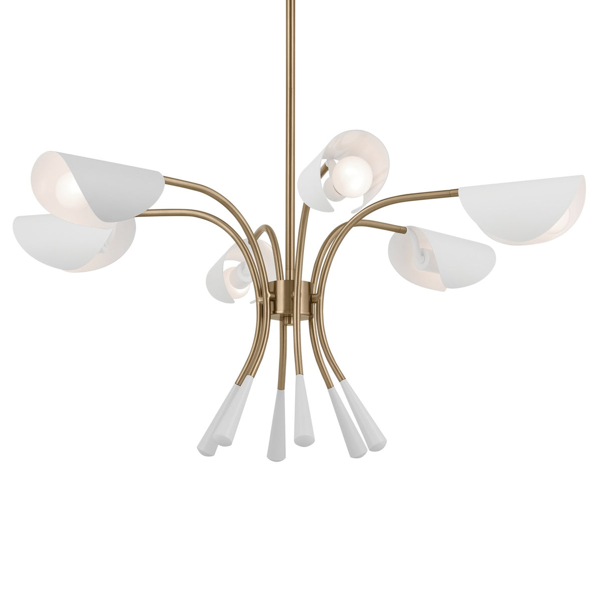 KICHLER 52559CPZWH Arcus 39.25 Inch 6 Light Chandelier In Champagne Bronze With White