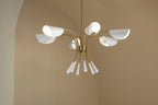 KICHLER 52559CPZWH Arcus 39.25 Inch 6 Light Chandelier In Champagne Bronze With White
