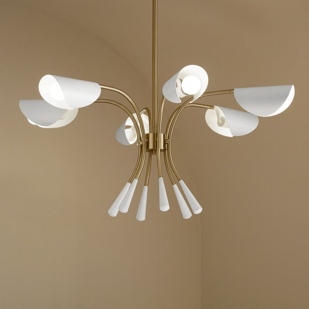 KICHLER 52559CPZWH Arcus 39.25 Inch 6 Light Chandelier In Champagne Bronze With White