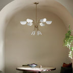 KICHLER 52559CPZWH Arcus 39.25 Inch 6 Light Chandelier In Champagne Bronze With White