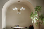 KICHLER 52559CPZWH Arcus 39.25 Inch 6 Light Chandelier In Champagne Bronze With White