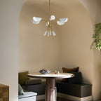 KICHLER 52559CPZWH Arcus 39.25 Inch 6 Light Chandelier In Champagne Bronze With White