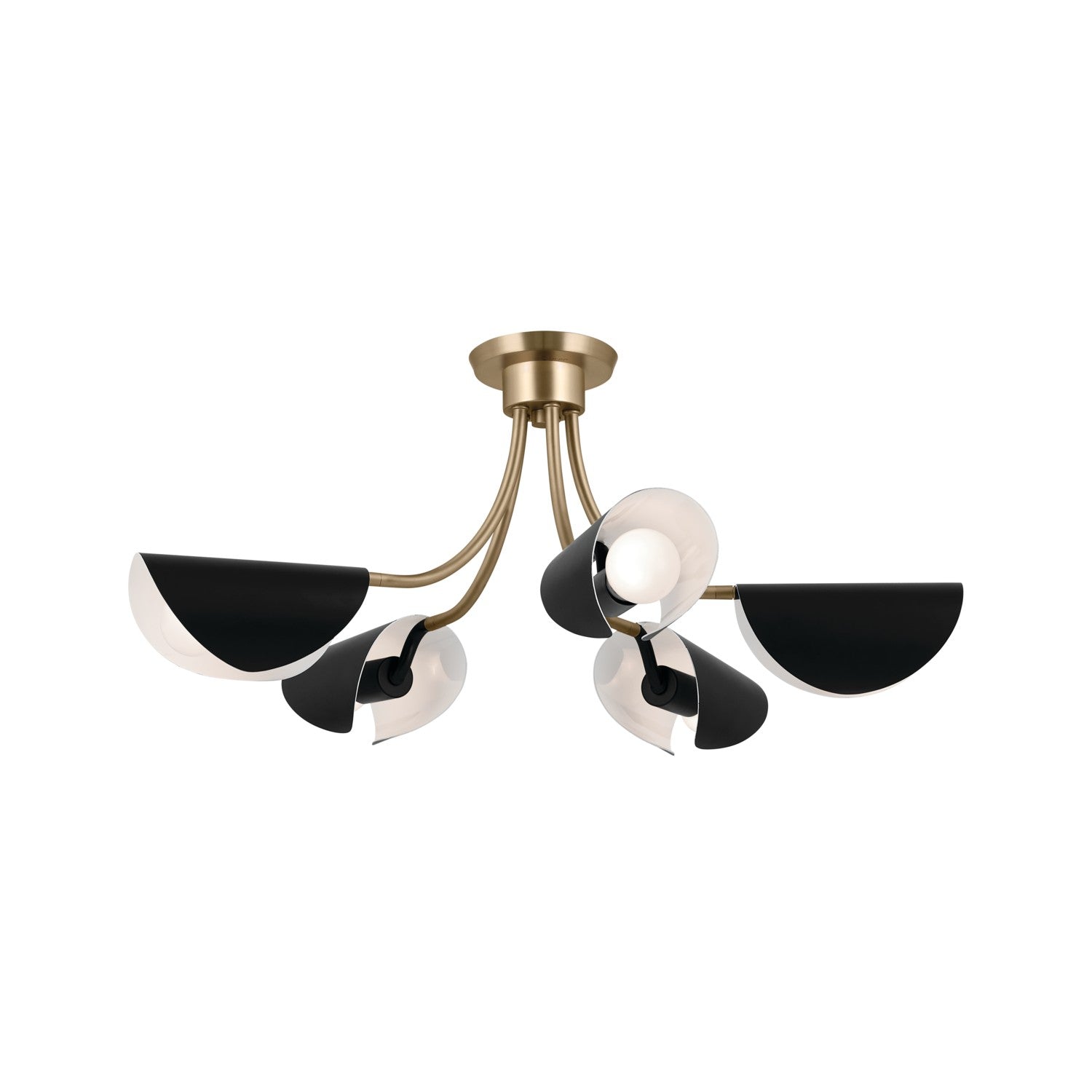 KICHLER 52558CPZBK Arcus 29.25 Inch 5 Light Convertible Chandelier In Champagne Bronze With Black