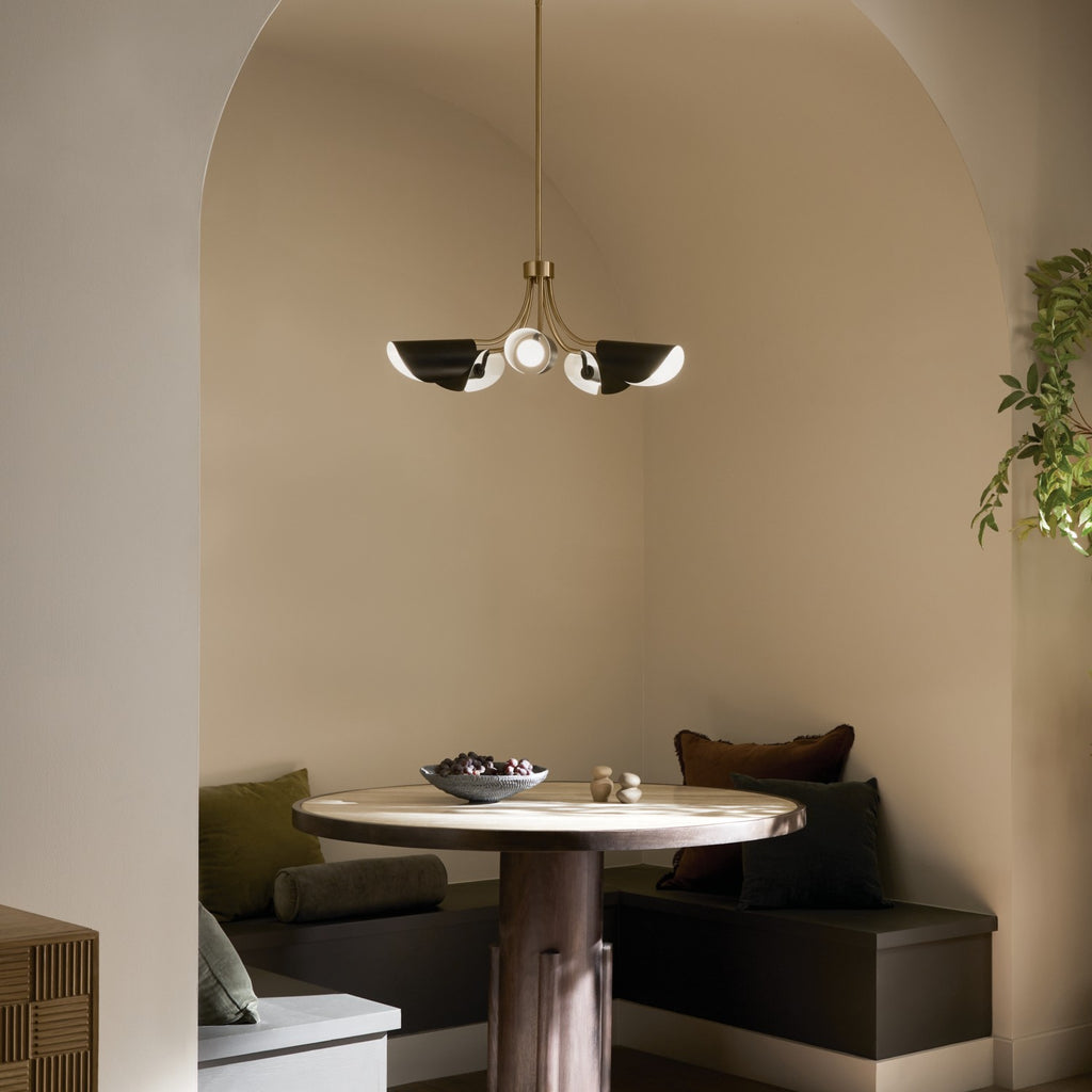 KICHLER 52558CPZBK Arcus 29.25 Inch 5 Light Convertible Chandelier In Champagne Bronze With Black