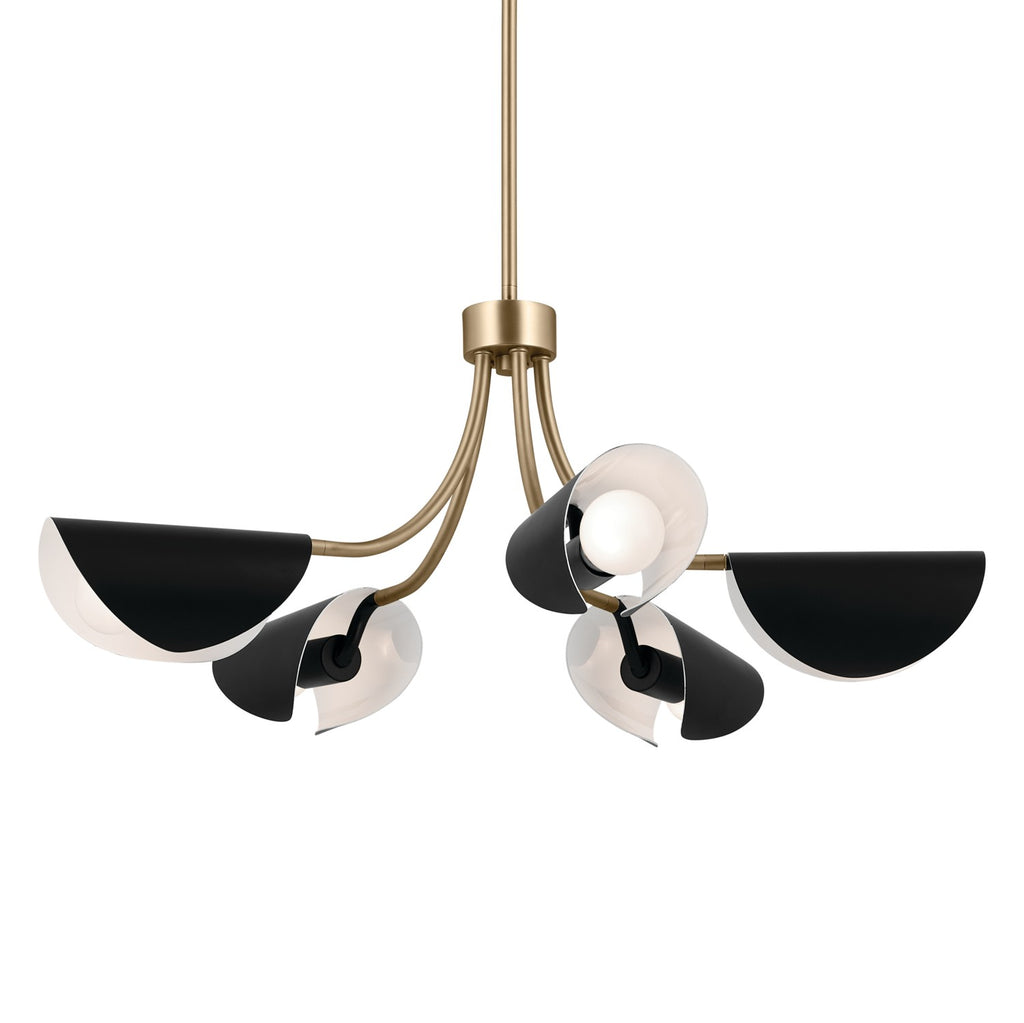 KICHLER 52558CPZBK Arcus 29.25 Inch 5 Light Convertible Chandelier In Champagne Bronze With Black