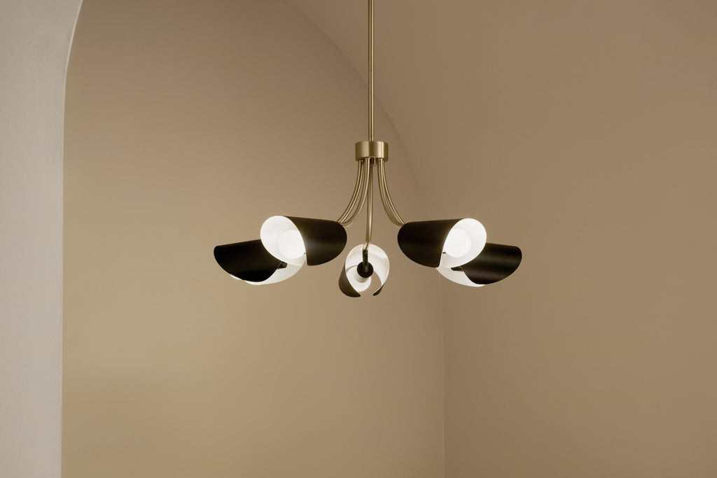 KICHLER 52558CPZBK Arcus 29.25 Inch 5 Light Convertible Chandelier In Champagne Bronze With Black