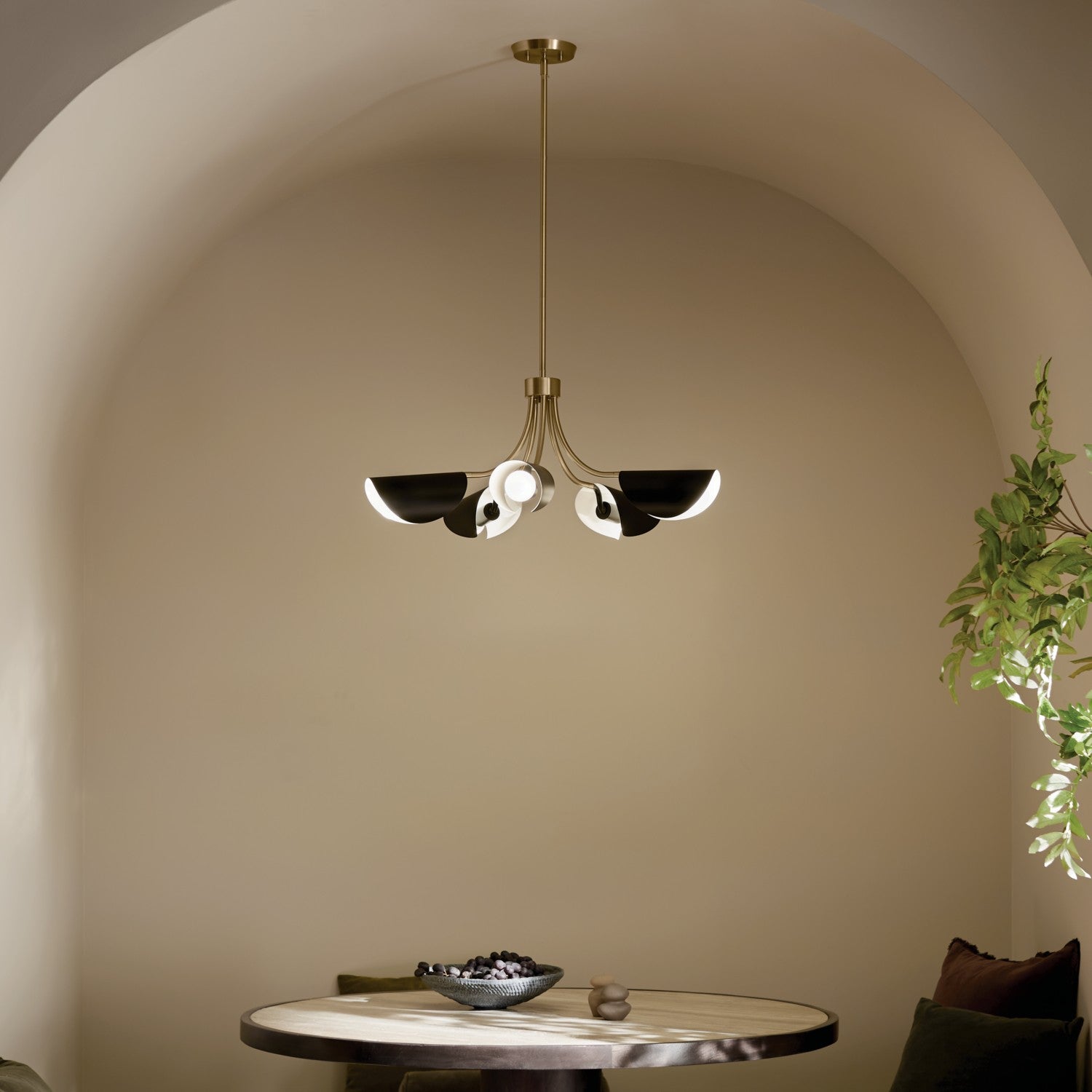 KICHLER 52558CPZBK Arcus 29.25 Inch 5 Light Convertible Chandelier In Champagne Bronze With Black