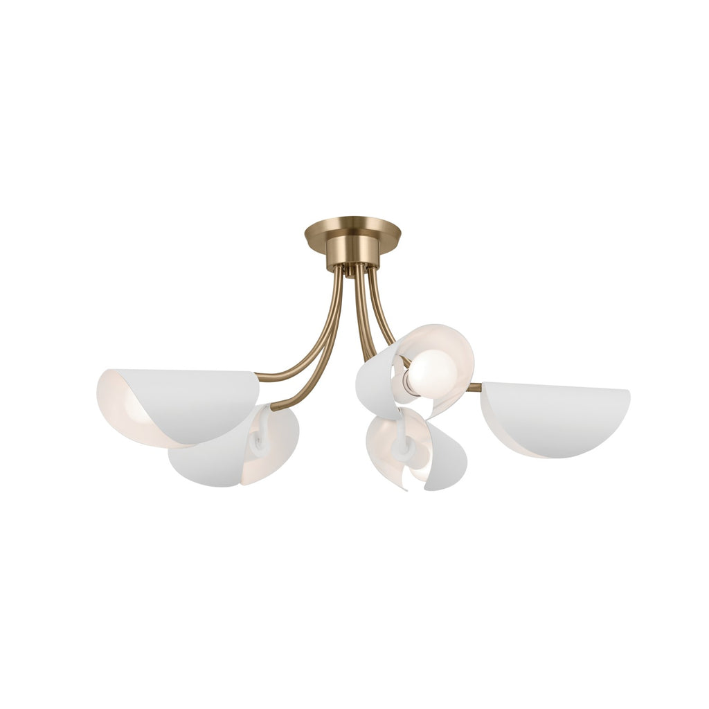 KICHLER 52558CPZWH Arcus 29.25 Inch 5 Light Convertible Chandelier In Champagne Bronze With White