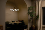 KICHLER 52558CPZWH Arcus 29.25 Inch 5 Light Convertible Chandelier In Champagne Bronze With White