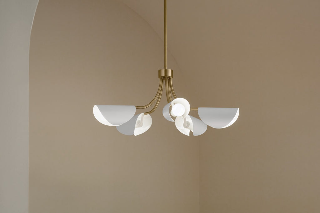 KICHLER 52558CPZWH Arcus 29.25 Inch 5 Light Convertible Chandelier In Champagne Bronze With White