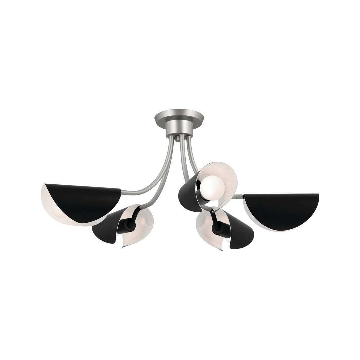 KICHLER 52558SN Arcus 29.25 Inch 5 Light Convertible Chandelier In Satin Nickel With Black