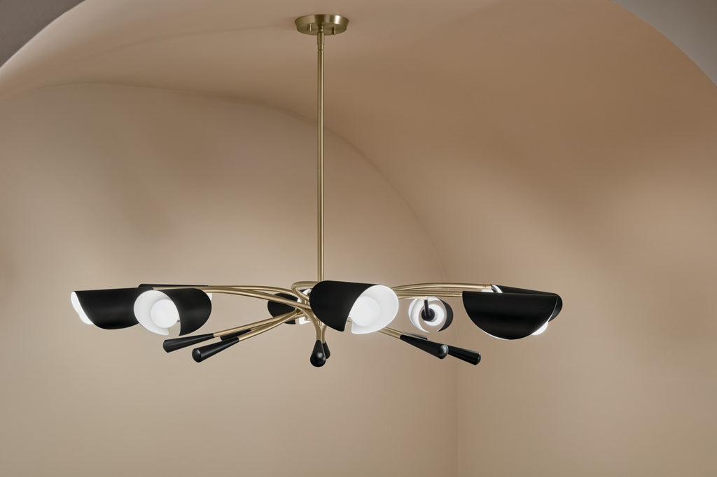 KICHLER 52560CPZBK Arcus 45.5 Inch 8 Light Chandelier In Champagne Bronze With Black