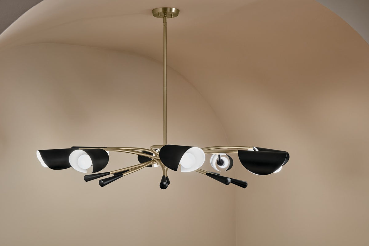 KICHLER 52560CPZBK Arcus 45.5 Inch 8 Light Chandelier In Champagne Bronze With Black