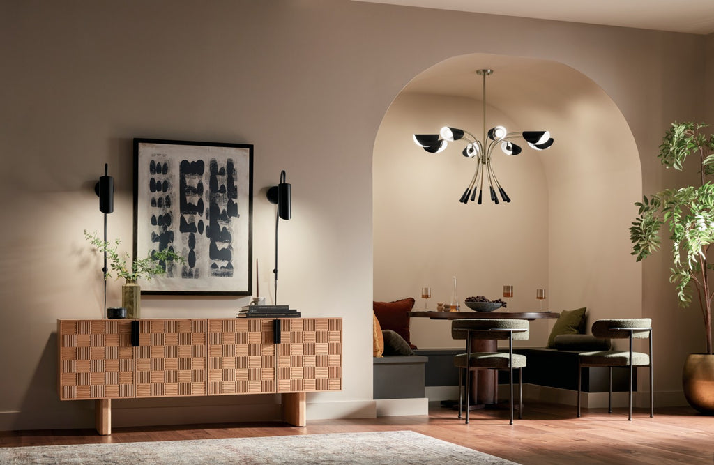 KICHLER 52560CPZBK Arcus 45.5 Inch 8 Light Chandelier In Champagne Bronze With Black