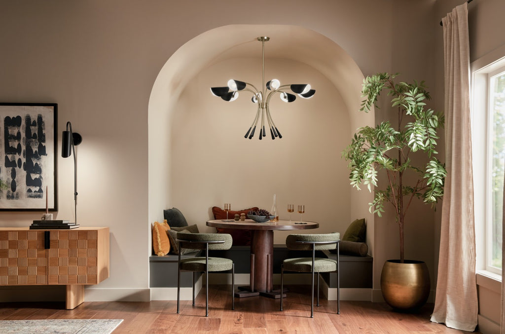 KICHLER 52560CPZBK Arcus 45.5 Inch 8 Light Chandelier In Champagne Bronze With Black