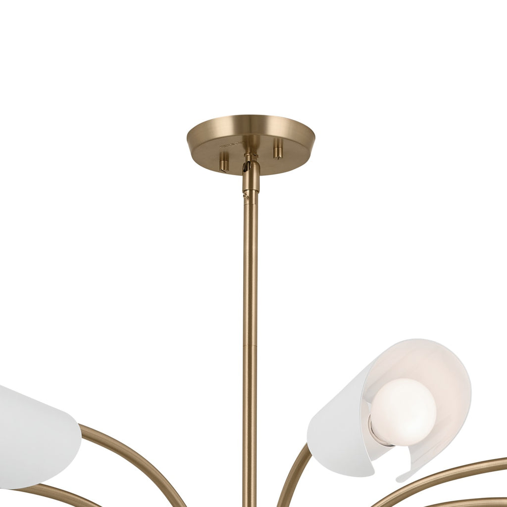 KICHLER 52560CPZWH Arcus 45.5 Inch 8 Light Chandelier In Champagne Bronze With White
