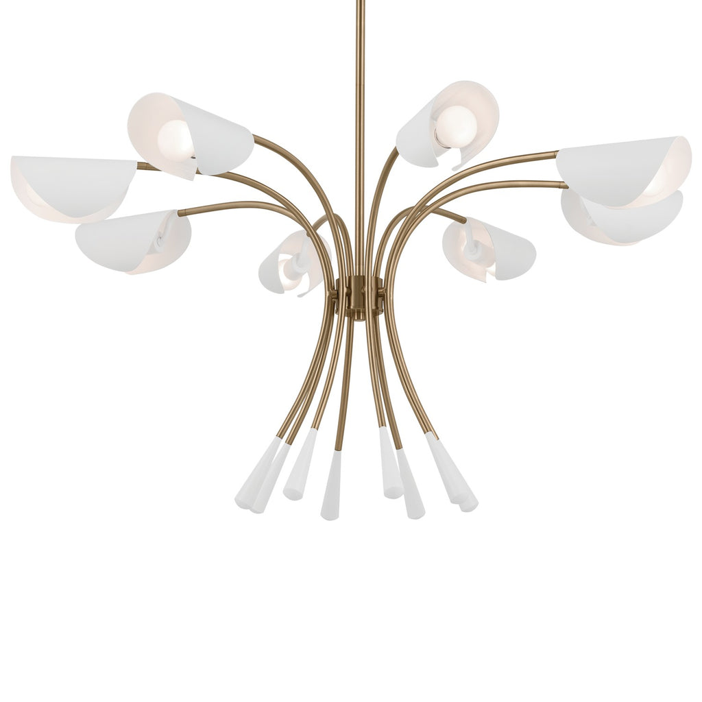 KICHLER 52560CPZWH Arcus 45.5 Inch 8 Light Chandelier In Champagne Bronze With White