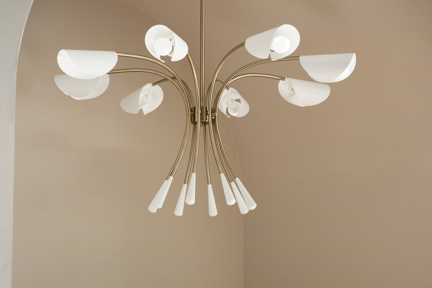 KICHLER 52560CPZWH Arcus 45.5 Inch 8 Light Chandelier In Champagne Bronze With White