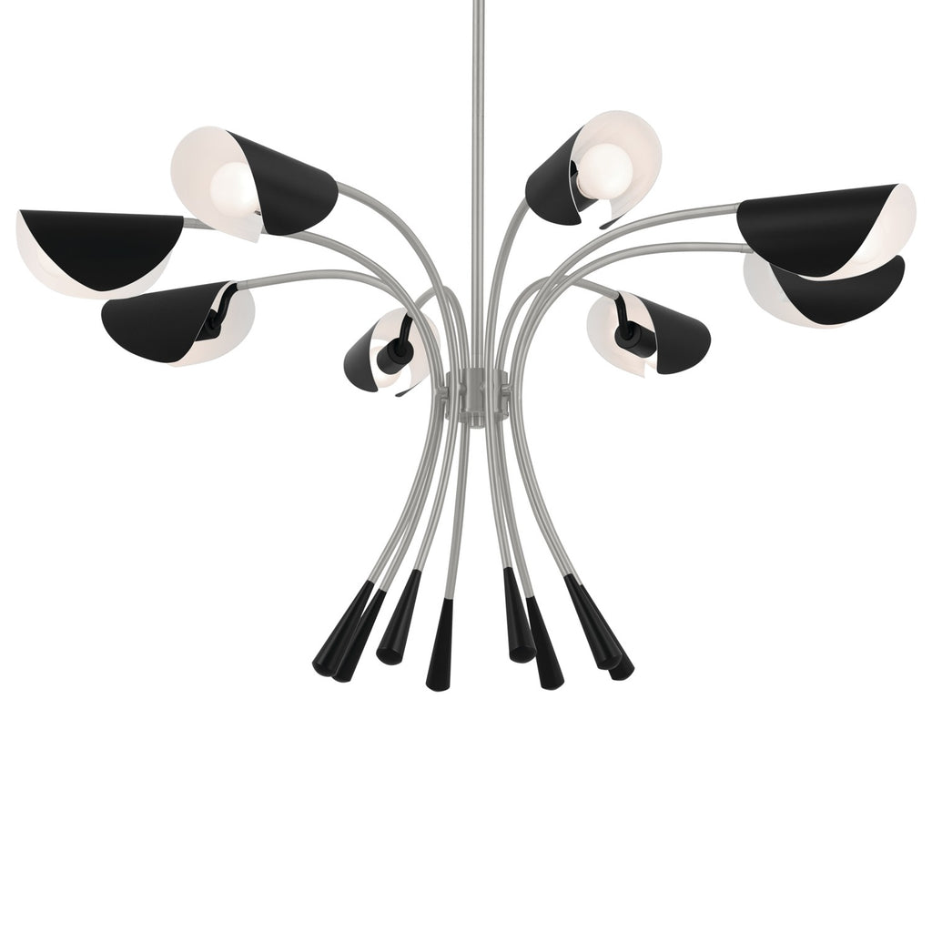KICHLER 52560SN Arcus 45.4 Inch 8 Light Chandelier In Satin Nickel With Black