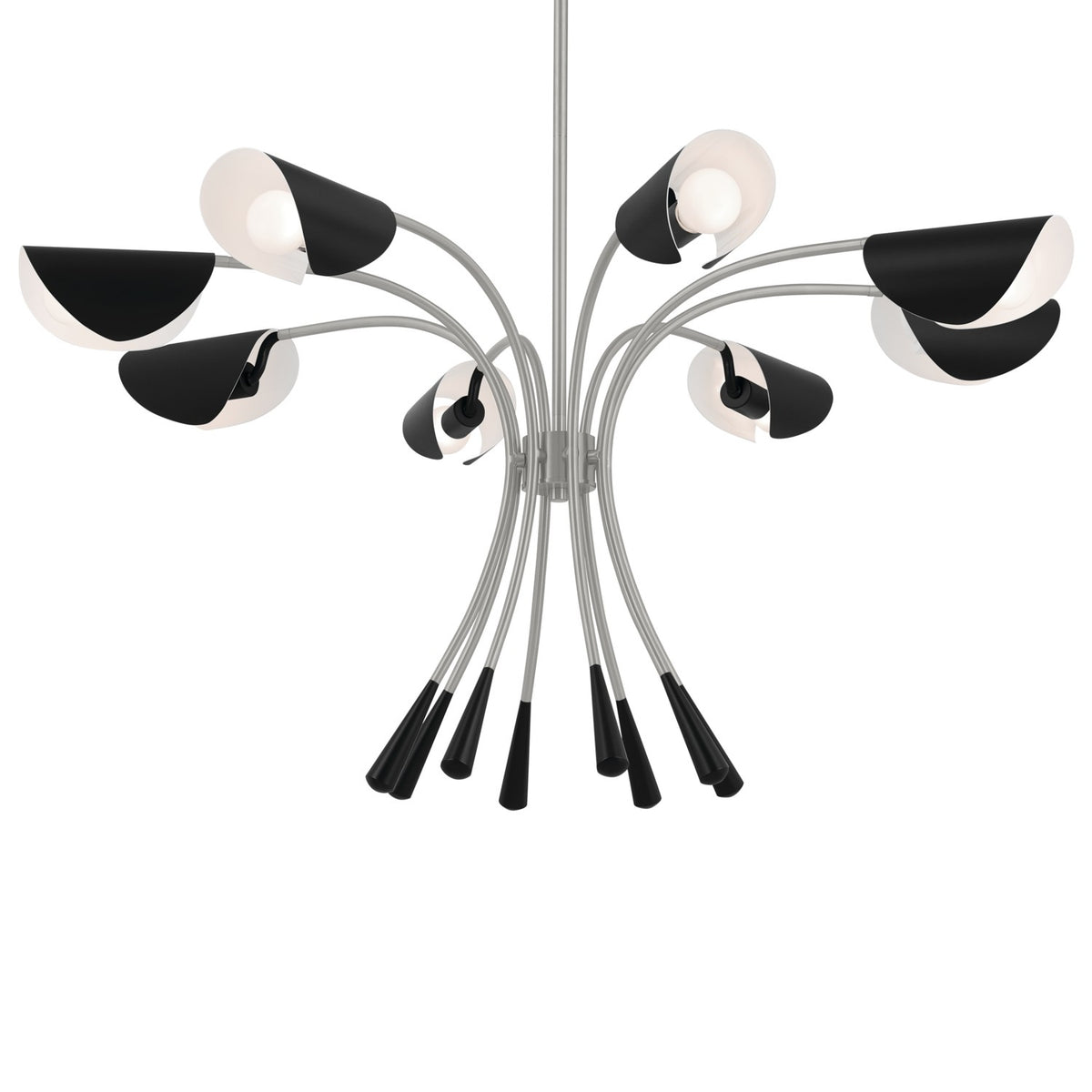 KICHLER 52560SN Arcus 45.4 Inch 8 Light Chandelier In Satin Nickel With Black
