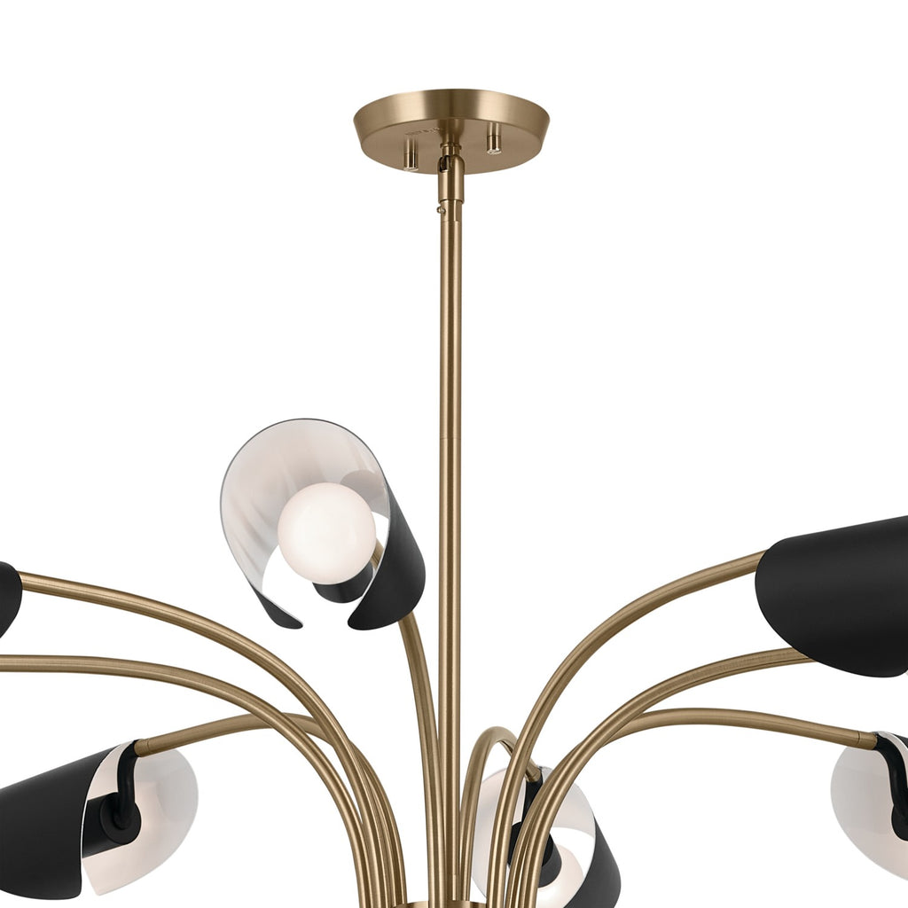 KICHLER 52561CPZBK Arcus 46.25 Inch 12 Light Chandelier In Champagne Bronze With Black