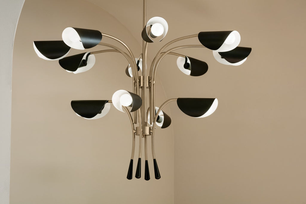 KICHLER 52561CPZBK Arcus 46.25 Inch 12 Light Chandelier In Champagne Bronze With Black
