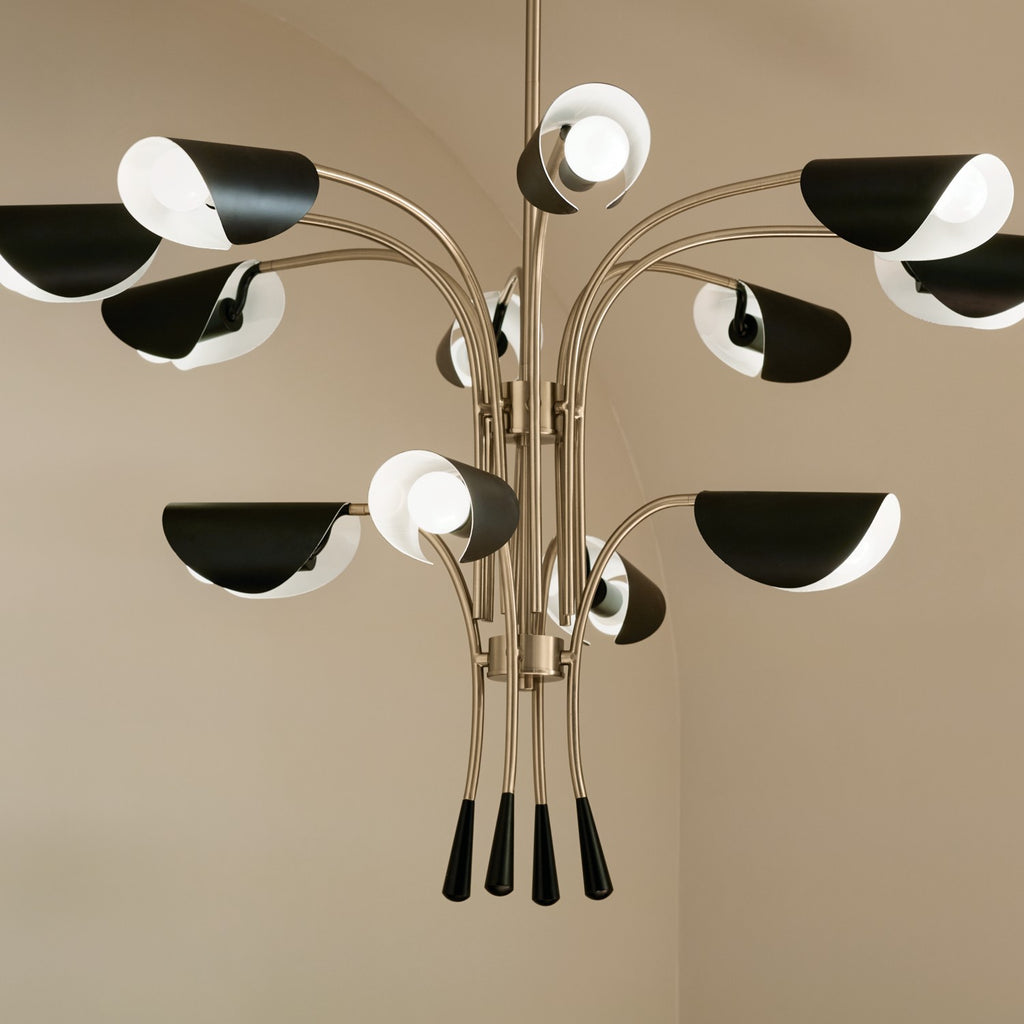 KICHLER 52561CPZBK Arcus 46.25 Inch 12 Light Chandelier In Champagne Bronze With Black
