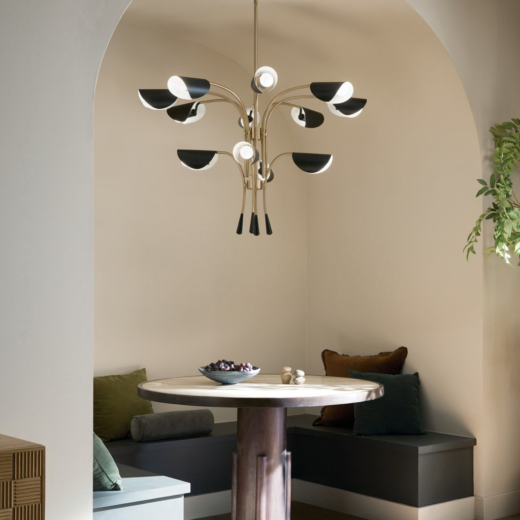 KICHLER 52561CPZBK Arcus 46.25 Inch 12 Light Chandelier In Champagne Bronze With Black