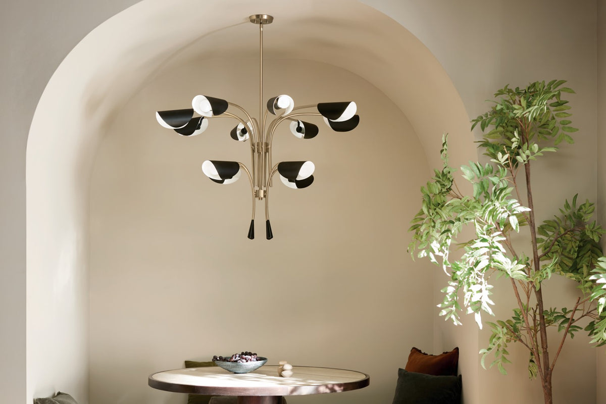 KICHLER 52561CPZBK Arcus 46.25 Inch 12 Light Chandelier In Champagne Bronze With Black