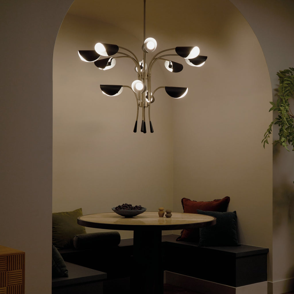 KICHLER 52561CPZBK Arcus 46.25 Inch 12 Light Chandelier In Champagne Bronze With Black