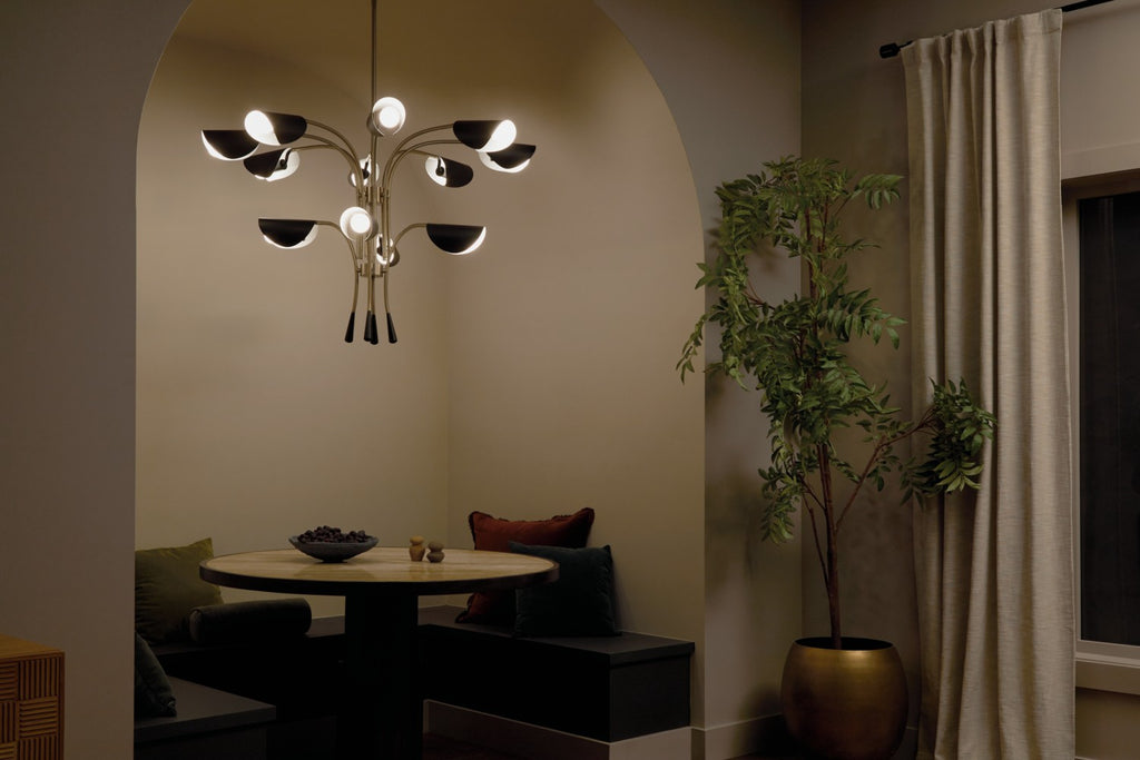KICHLER 52561CPZBK Arcus 46.25 Inch 12 Light Chandelier In Champagne Bronze With Black
