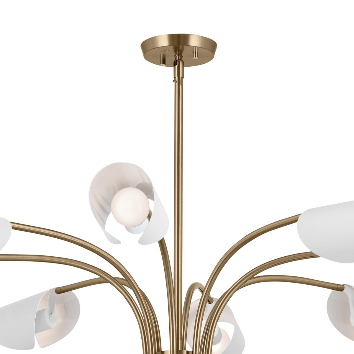 KICHLER 52561CPZWH Arcus 46.25 Inch 12 Light Chandelier In Champagne Bronze With White