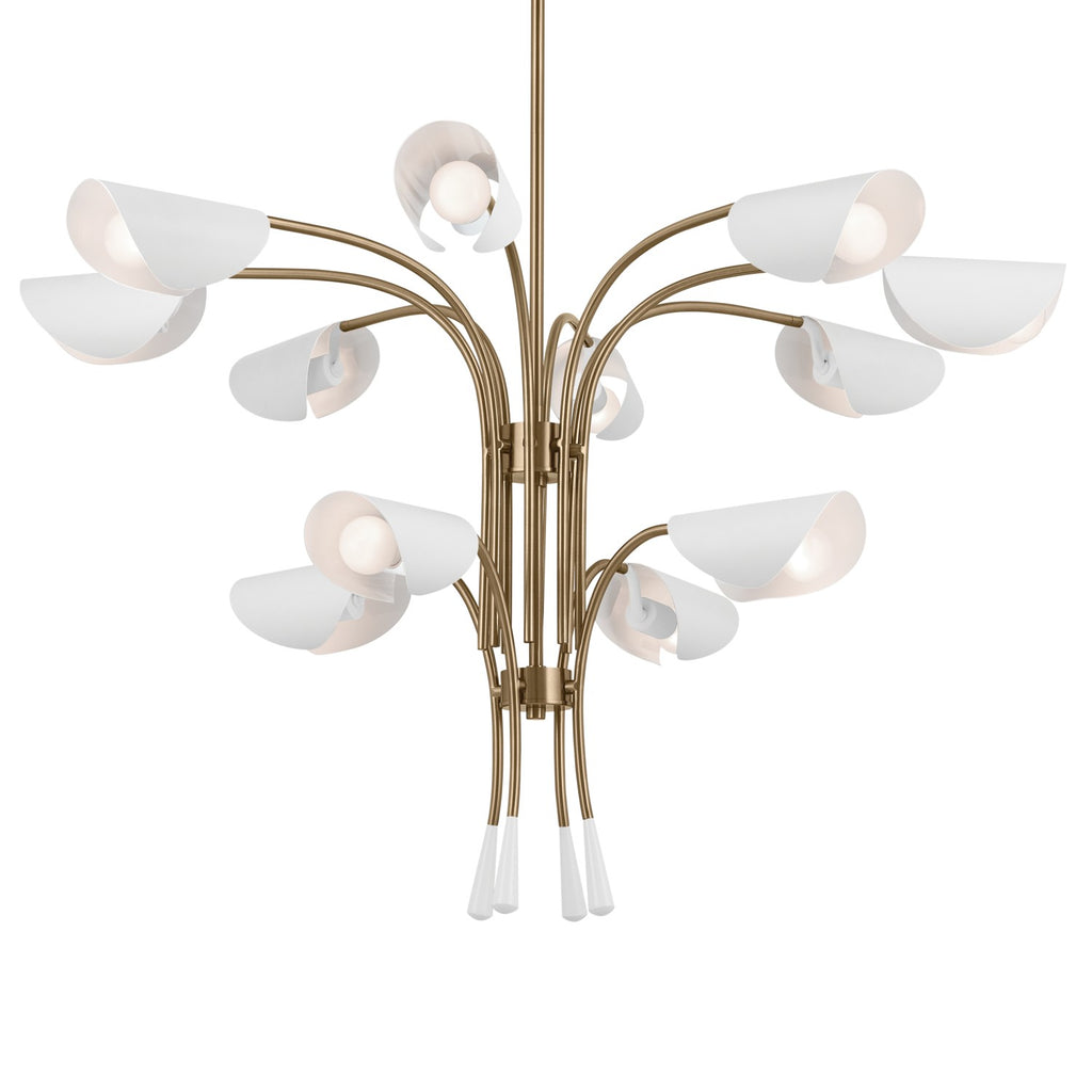 KICHLER 52561CPZWH Arcus 46.25 Inch 12 Light Chandelier In Champagne Bronze With White
