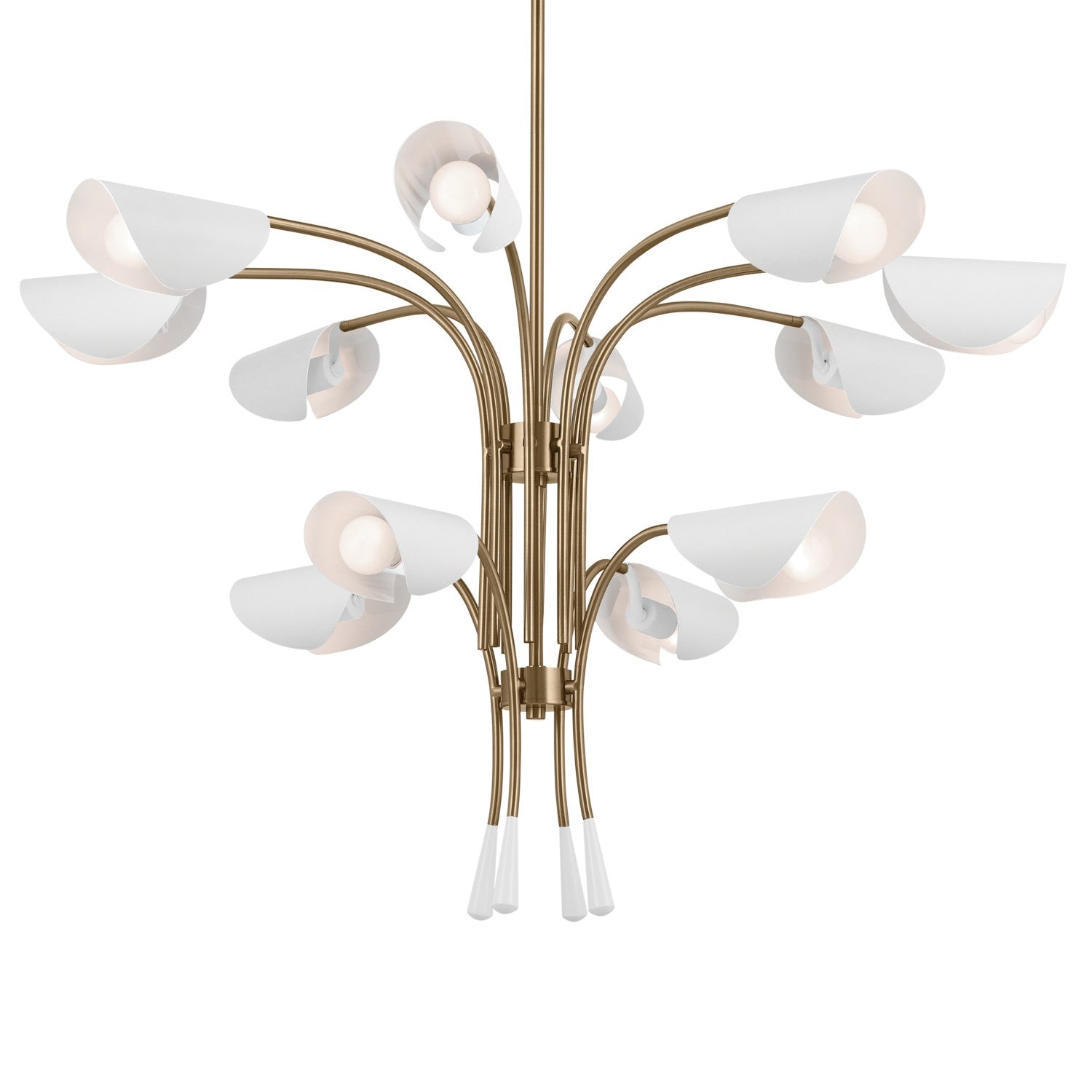 KICHLER 52561CPZWH Arcus 46.25 Inch 12 Light Chandelier In Champagne Bronze With White