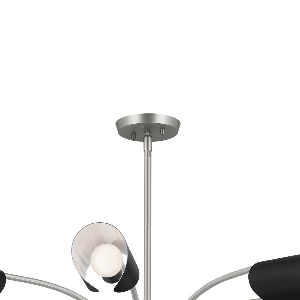 KICHLER 52561SN Arcus 46.25 Inch 12 Light Chandelier In Satin Nickel With Black