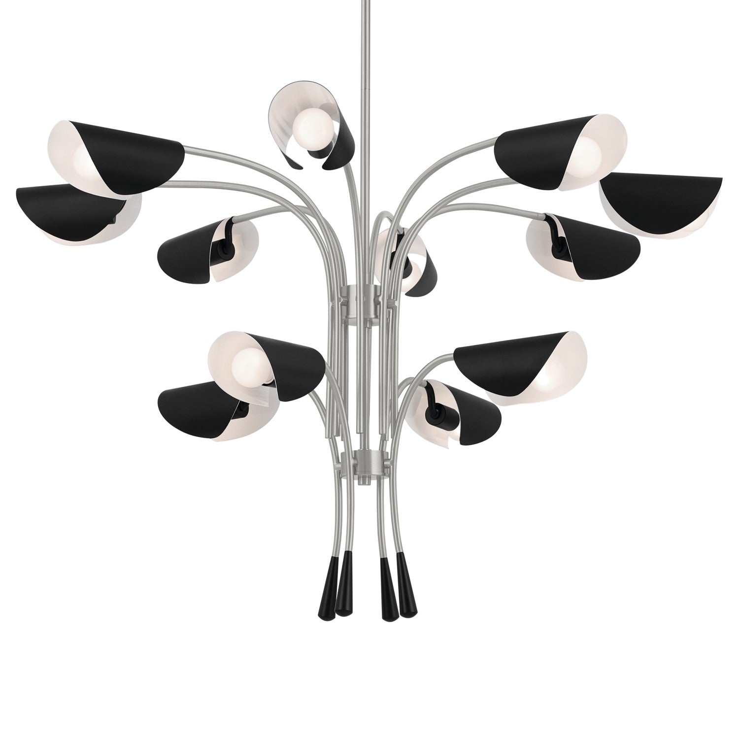 KICHLER 52561SN Arcus 46.25 Inch 12 Light Chandelier In Satin Nickel With Black