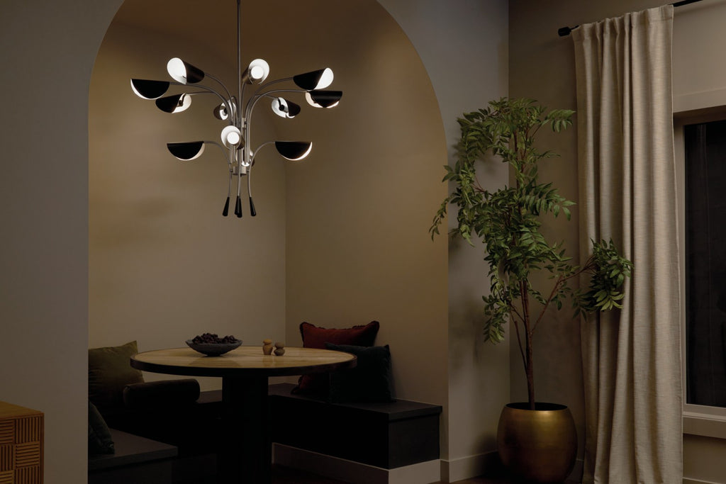 KICHLER 52561SN Arcus 46.25 Inch 12 Light Chandelier In Satin Nickel With Black