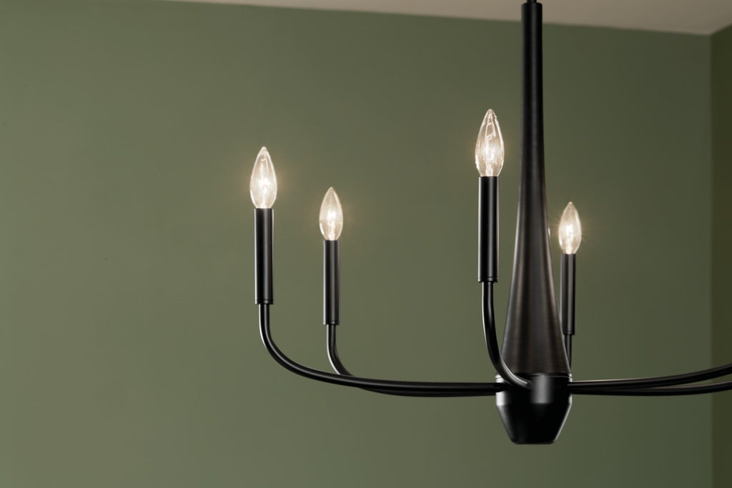 KICHLER 52525BK Deela 28 Inch 6 Light Chandelier In Black