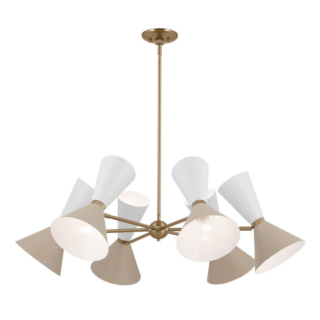 KICHLER 52566CPZGRG Phix 38.75 Inch 12 Light Chandelier In Champagne Bronze With Greige And White